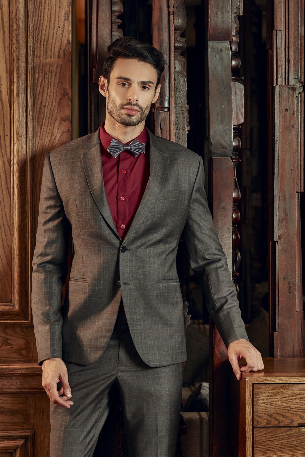 Brown Subtle Plaid Suit 